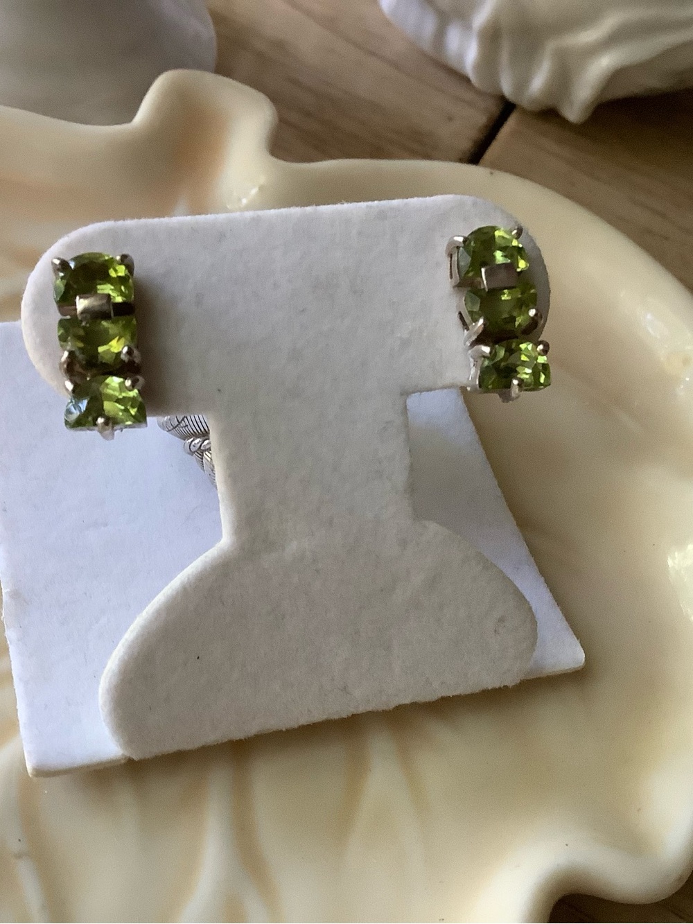 Sterling Silver Peridot Green Gemstone Hoop Earrings